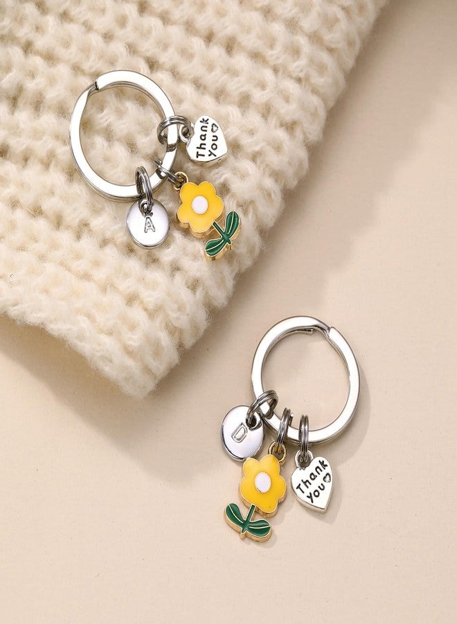 GINAZL Flower Keychain Teacher Appreciation Gifts Daycare Teachers Thank You Gift Initial Keychain Charistmas Birthday Valentines Day Gifts for Art Teacher Gift First Day Of School Present (A) - Image 5